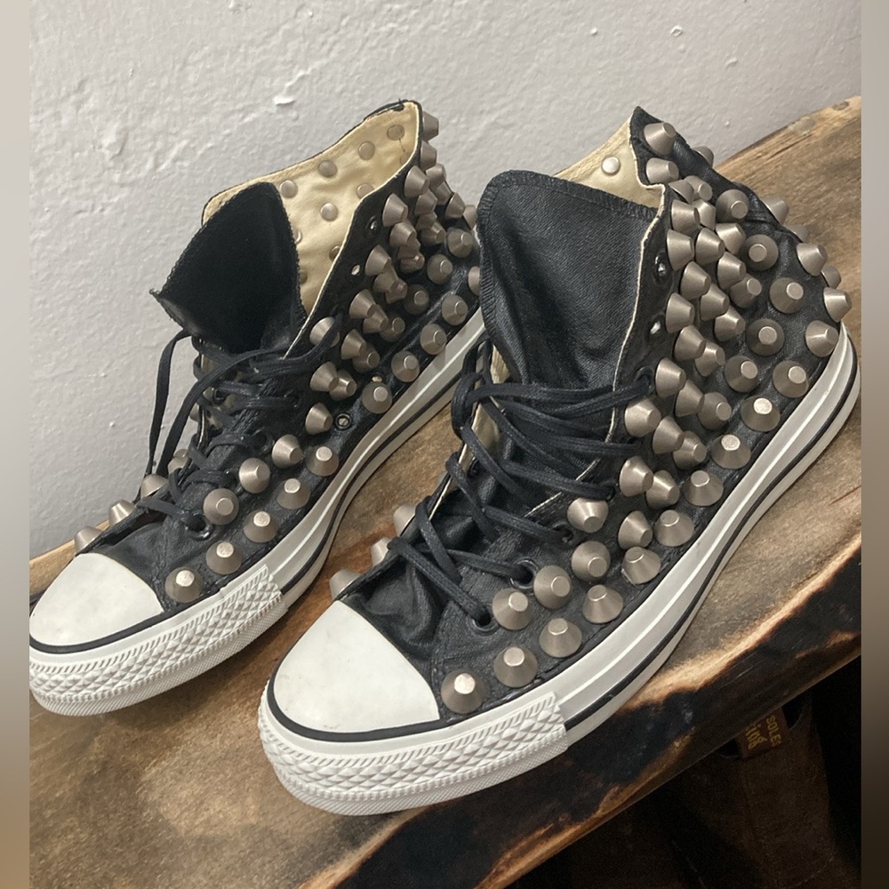 Y2K Punk Chuck Taylor High Top Customized With Paint and Studs
